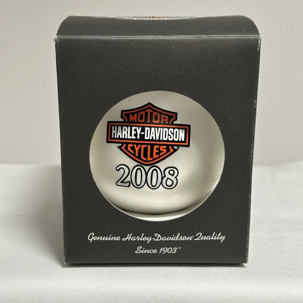 HARLEY-DAVIDSON 2008 White‎ Glass Ball Holiday Ornament 96992-09V, 3